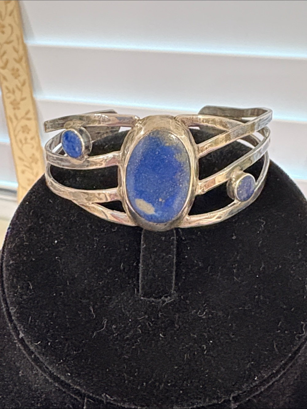 Sterling Silver Blue Lapis Cuff Bracelet made in Chile